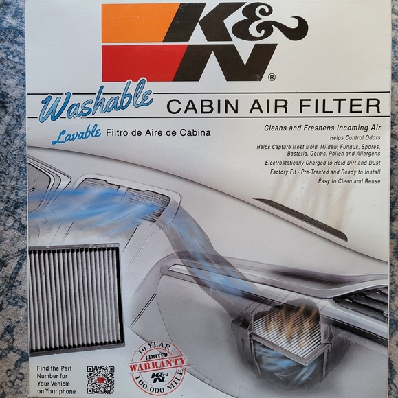 K&N ENGINEERING Washable Cabin Air Filter VF3001 New - Picture 1 of 9